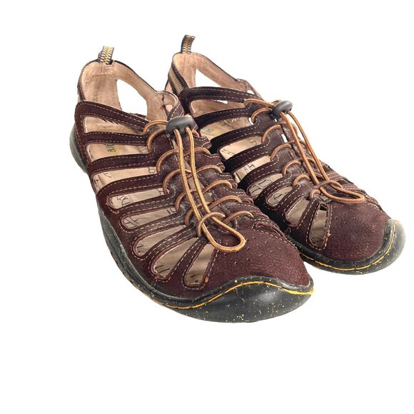 JBU JamBU 7.5 Scuba Adventure On Brown Barefoot Sandal Bungee Caged Sport Shoes - Picture 1 of 11